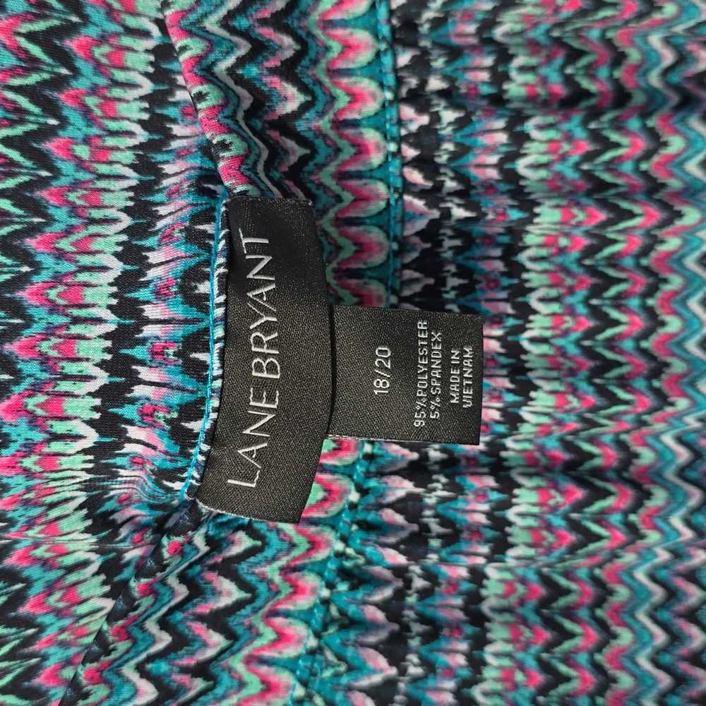 Womens Multi Color Pattern Lane Bryant Long Skirt Stretchy Waist Size 18/20 - Picture 7 of 8